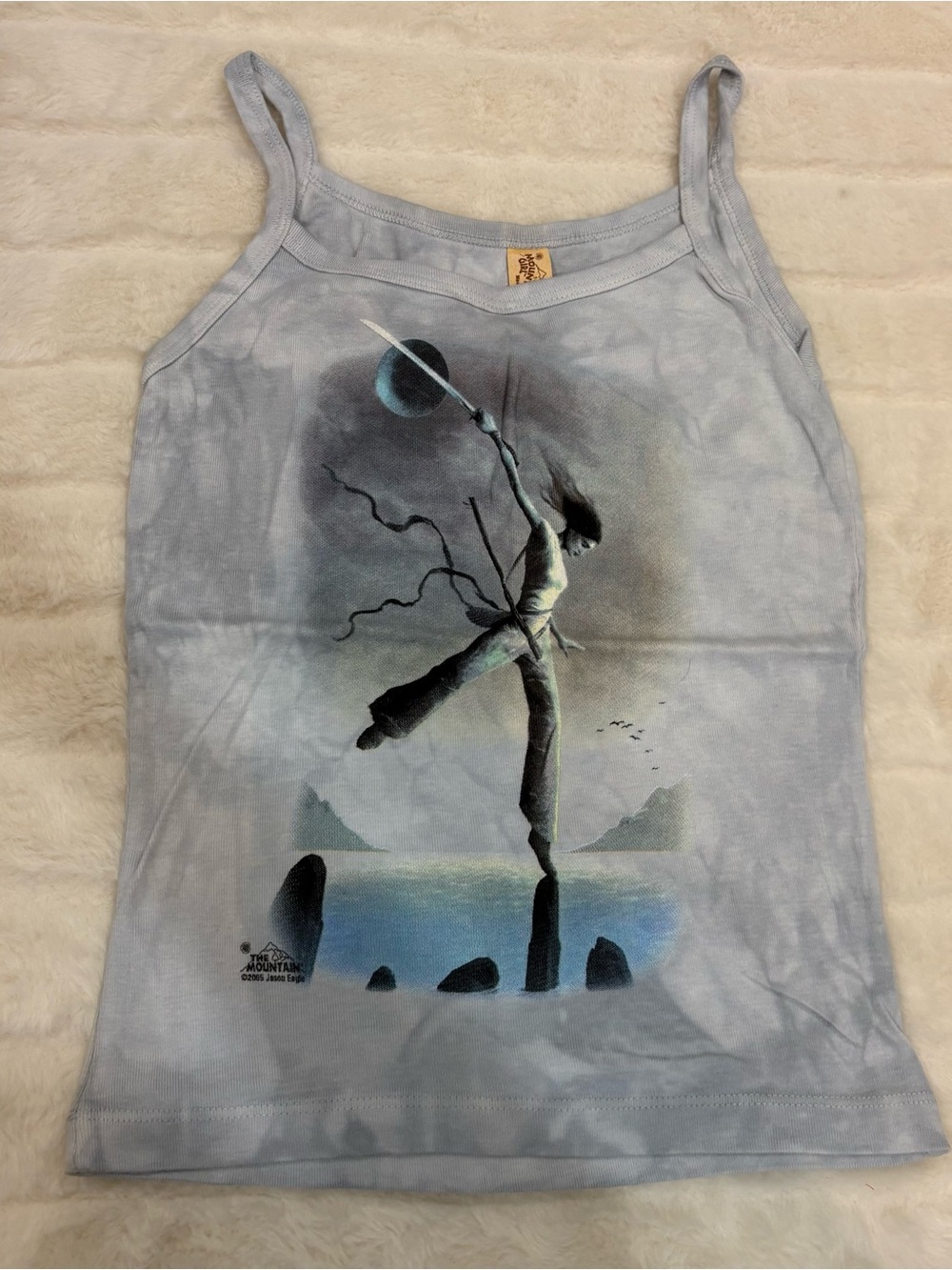 The Mountain Light Gray Tie-Dye Graphic Spaghetti Strap Tank